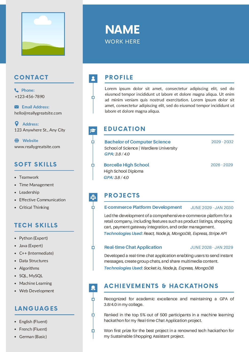 White Resume Template